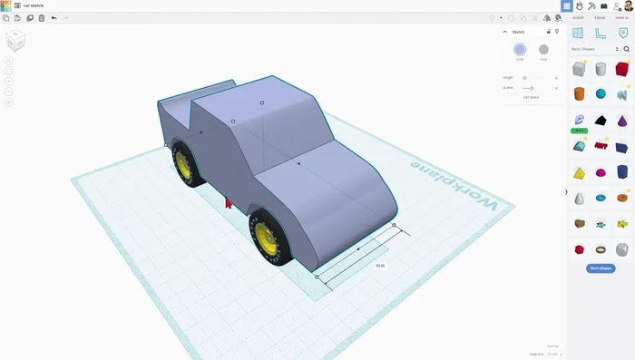 Anpassen der Autobreite mithilfe der schwarzen Griffe. Schwarze Griffe ziehen nur in eine Richtung.
