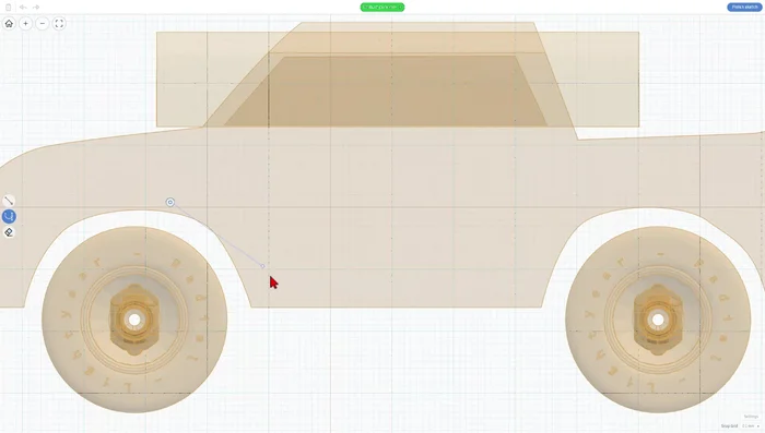 Skizzieren und Ausschneiden des Bodens/Kofferraums.