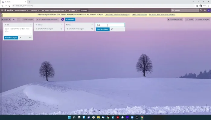 Spalten anpassen: Passe die Standardspalten (Todo, In Bearbeitung, Fertig) an deine Bedürfnisse an. Füge weitere Listen hinzu und ändere die Reihenfolge per Drag & Drop.