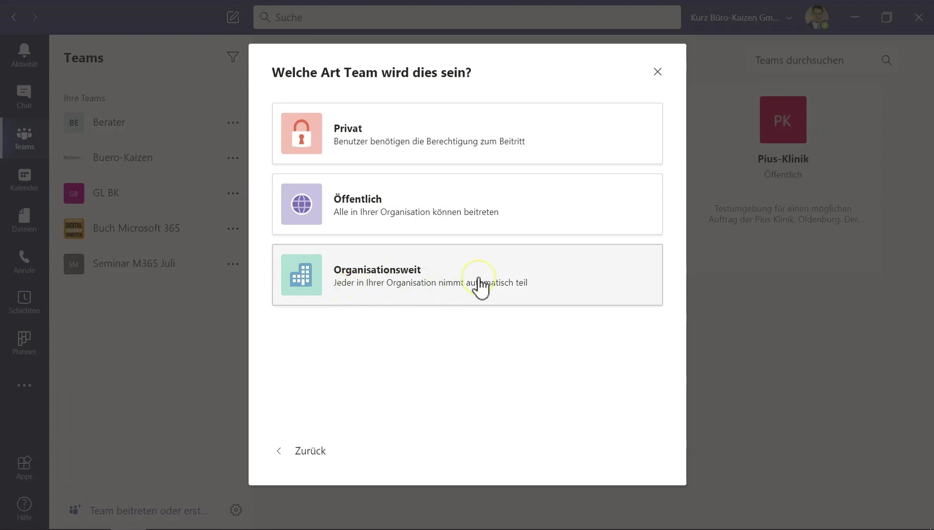 Teams erstellen: Die effektivste Methode für private und organisationsweite Teams