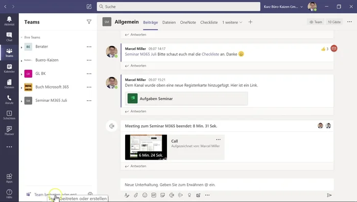 Gehe auf 'Team beitreten oder erstellen'.