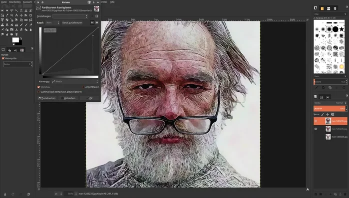 Farbkurven anpassen, um Helligkeit zu regulieren.