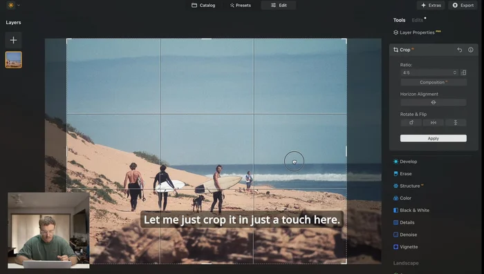 Schneiden Sie das Bild zu, um das Motiv hervorzuheben. Beachten Sie, dass sich die Position der Vignette durch das Zuschneiden verändern kann.