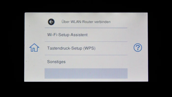 WLAN-Setup auswählen (entweder Standard Wi-Fi Setup oder WPS/Web Protection Setup). Das Standard Wi-Fi Setup ist in der Regel schneller und einfacher.