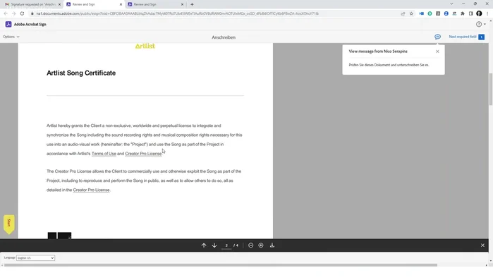 Auf "Senden" klicken.