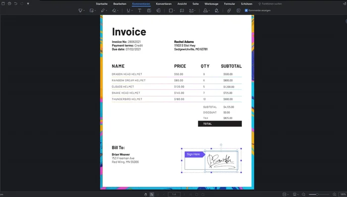 Positioniere, skalieren und platziere die Signatur an der gewünschten Stelle.