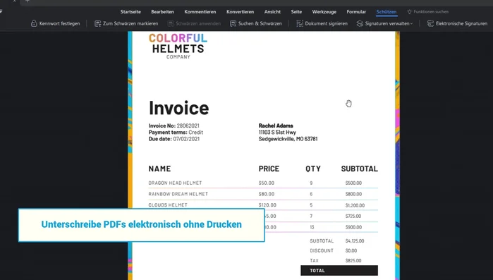 Wähle auf der Wondershare-Seite das Szenario "Signatur anfordern" aus.
