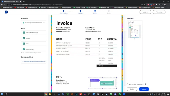 Sende die Anfrage ab.