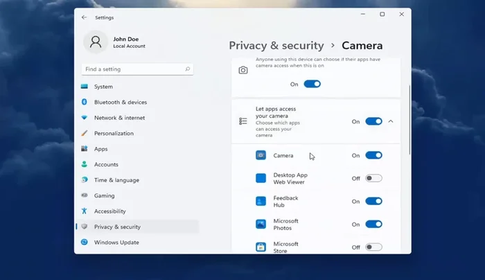 Aktivieren oder deaktivieren Sie die jeweilige Berechtigung für die gewünschte App.