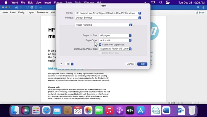 Papierformat und andere Papiereinstellungen unter 'Papierhandhabung' ändern.
