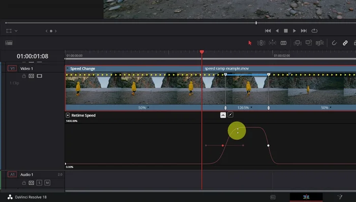 Kurven der Keyframes anpassen, um die Geschwindigkeitsänderungen gradueller und flüssiger zu gestalten.