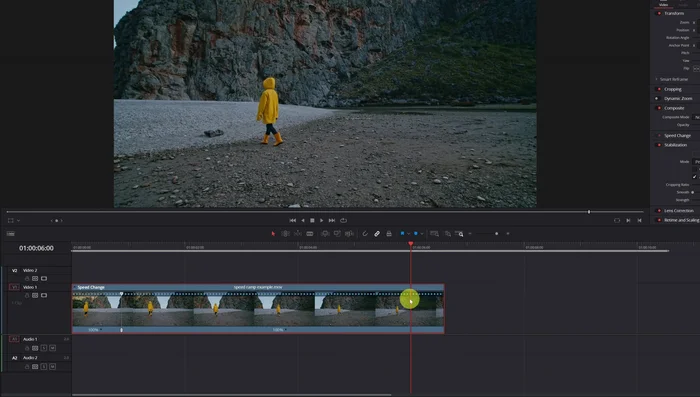 Weitere Geschwindigkeitspunkte an den gewünschten Stellen hinzufügen, um Beschleunigung und Zeitlupe zu definieren.