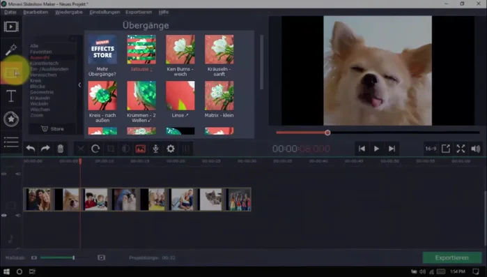 Übergänge zwischen Clips hinzufügen (manuell oder mit dem Übergangsassistenten).
