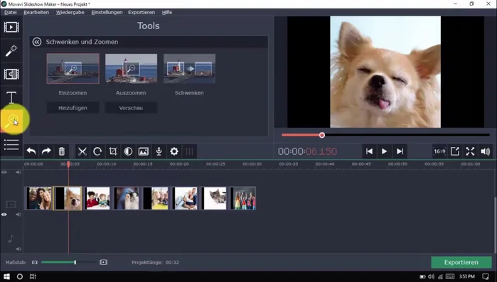 Schwenk- und Zoom-Effekte anwenden.