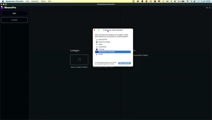 Klicke auf "Sofort Beenden."