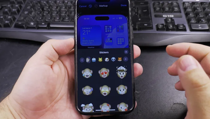 Positionieren Sie den Sticker nach Wunsch auf dem Foto.