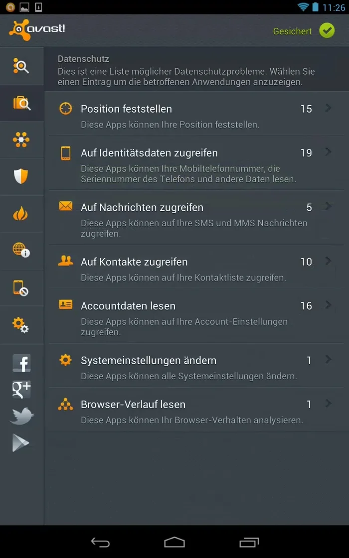 Generelle Einstellungen konfigurieren (Kinderschutz, GPS-Erkennung, Prozessor wachhalten; Benachrichtigungssymbol deaktivieren).
