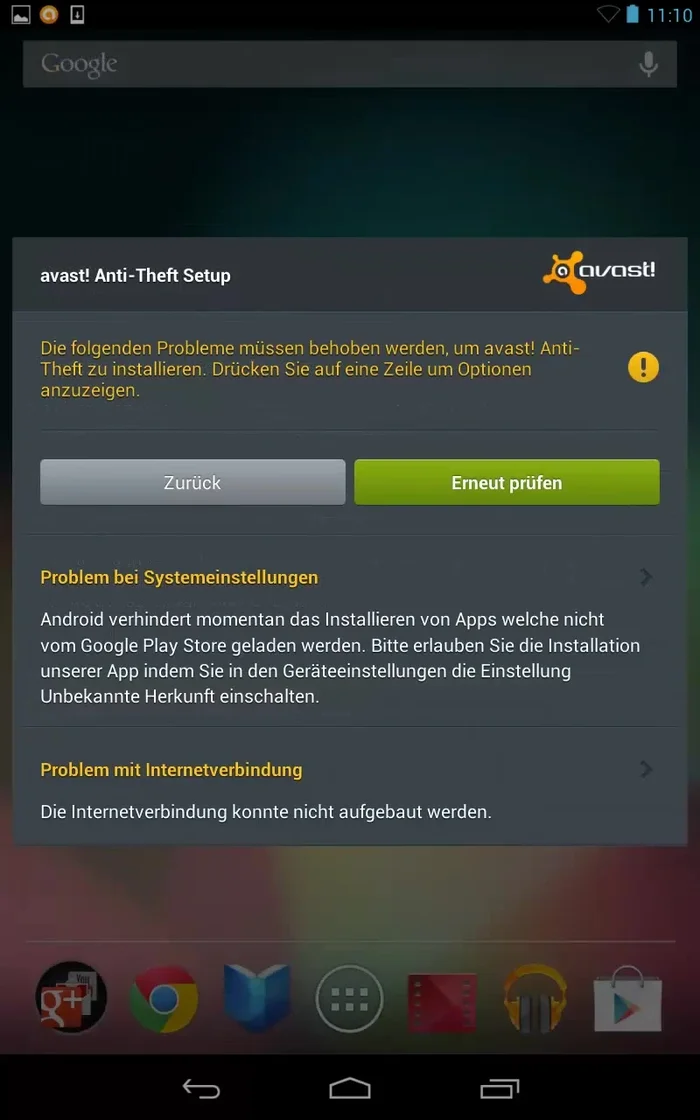 Installation von unbekannter Herkunft vorübergehend aktivieren.