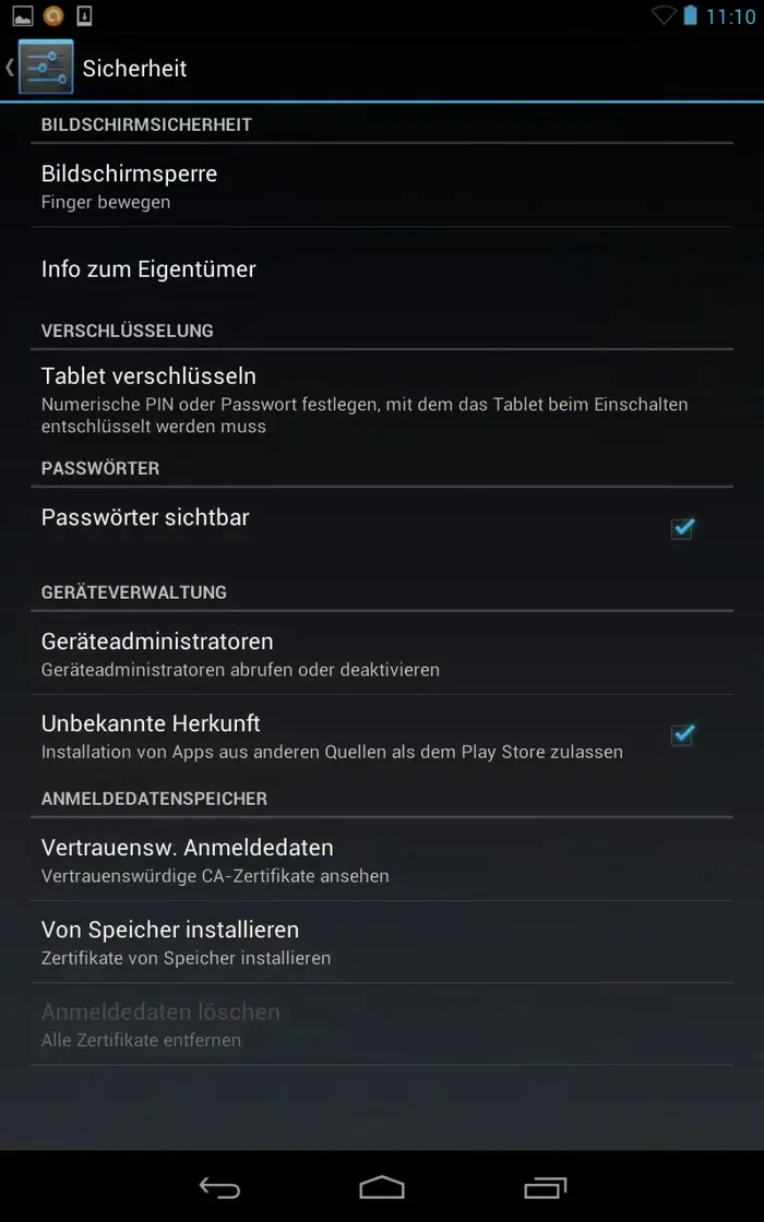 Installation von unbekannter Herkunft vorübergehend aktivieren.