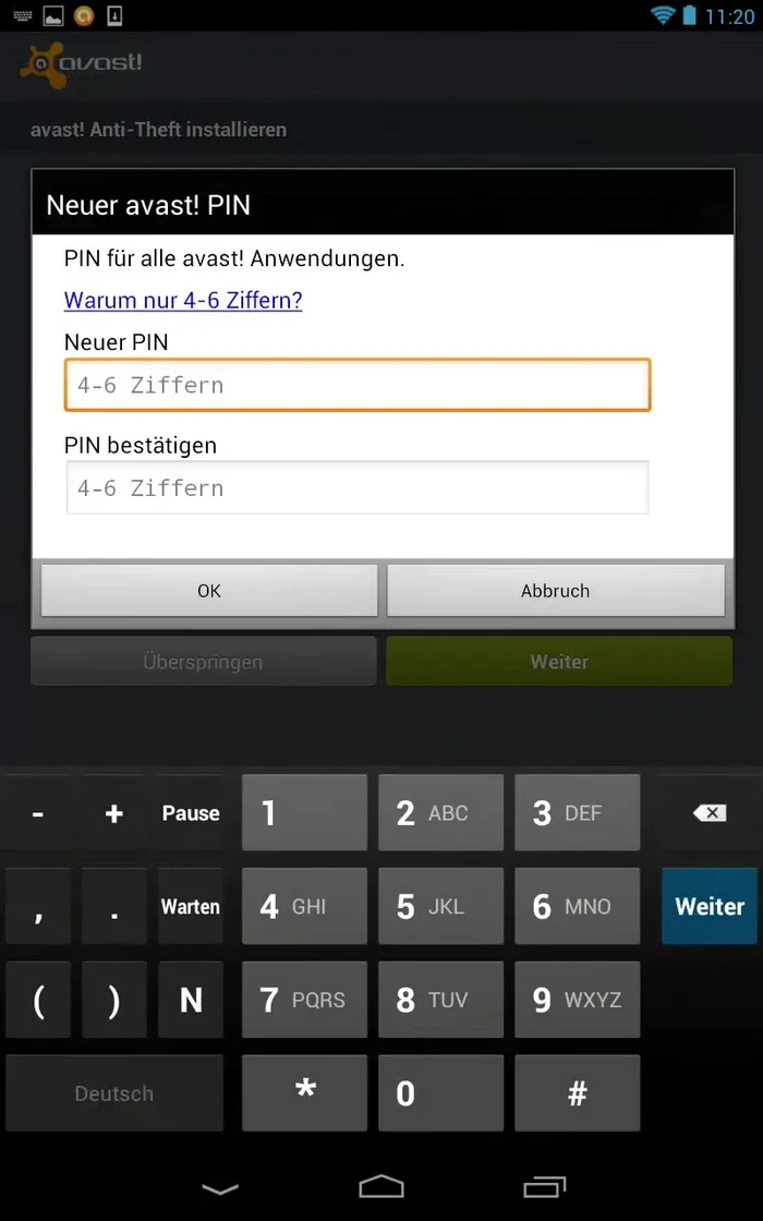 Die Warnung oben rechts in der Anti-Theft Konfiguration beachten und die notwendigen Schritte zur Geräteadministrator-Berechtigung durchführen.