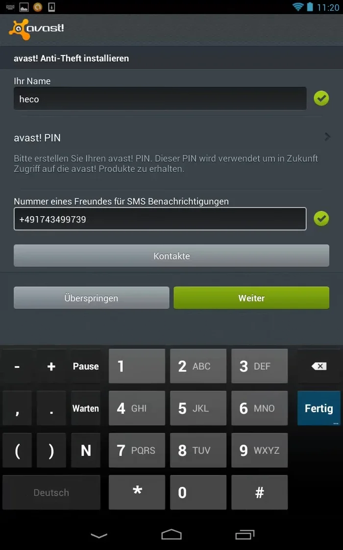 Die Warnung oben rechts in der Anti-Theft Konfiguration beachten und die notwendigen Schritte zur Geräteadministrator-Berechtigung durchführen.