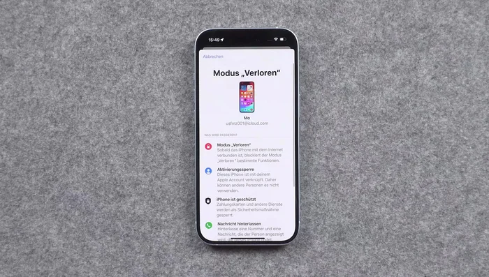 Aktiviere den „Verlorenen Modus“ um deine Daten zu schützen.