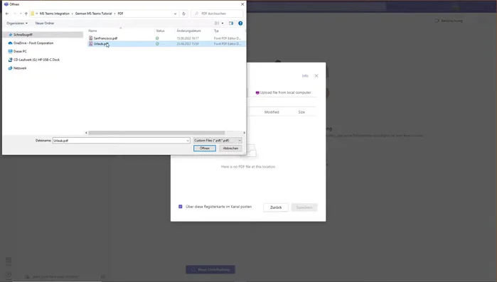 Klicken Sie auf "Speichern", um das Dokument in Foxit PDF Editor hochzuladen.