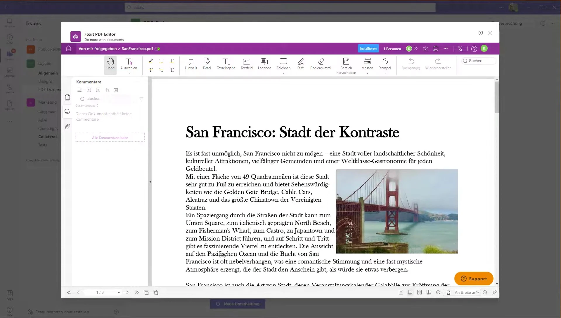 Foxit PDF Editor in Microsoft Teams: Effiziente Zusammenarbeit an PDF-Dokumenten