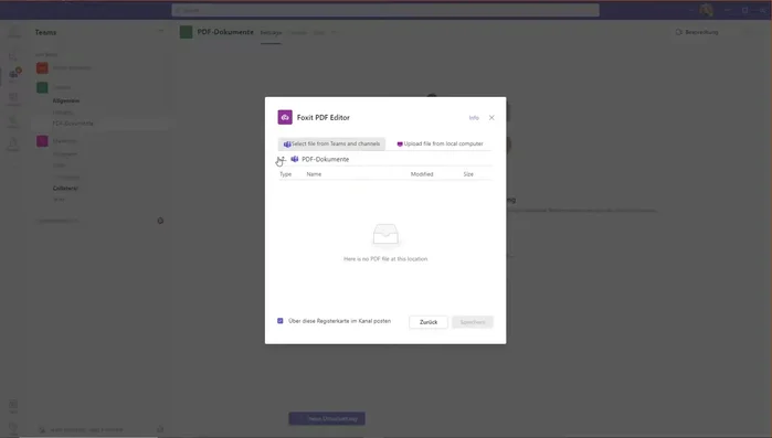 Klicken Sie auf "Speichern", um das Dokument in Foxit PDF Editor hochzuladen.