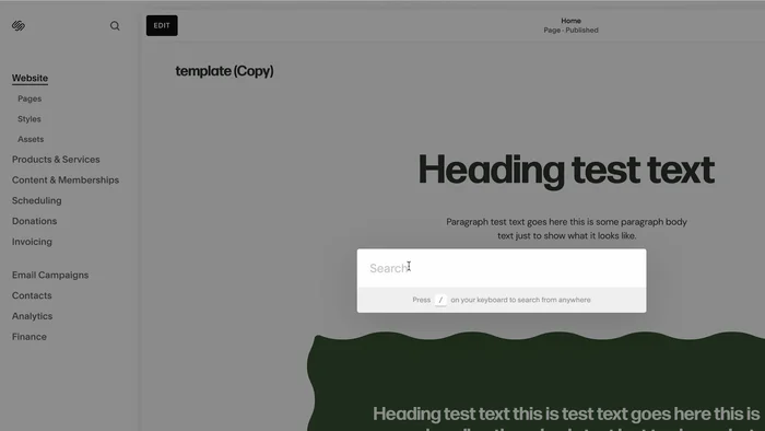 Öffnen Sie das benutzerdefinierte CSS-Menü (Suchleiste: `/css` oder über "Seiten" > "Benutzerdefinierter Code" > "Benutzerdefiniertes CSS").