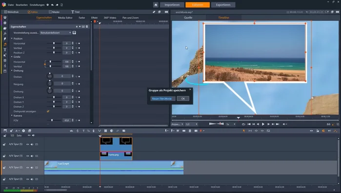 Bearbeitung der Gruppe als Objekt (Größe anpassen)