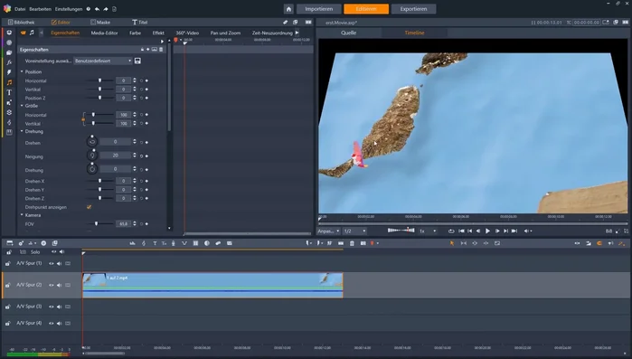 Anpassung der Neigung (Wert von 10)