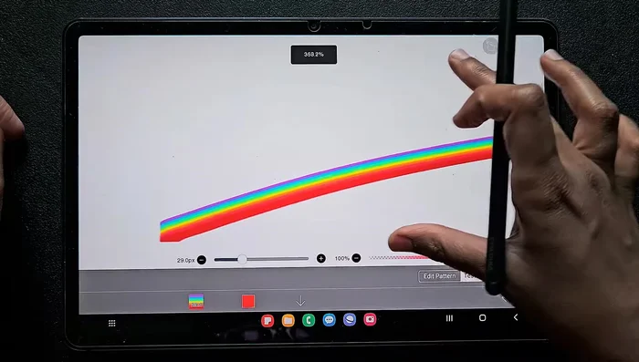 Passen Sie die Deckkraft, Rotation und das Seitenverhältnis des Pinselmusters nach Bedarf an. Deaktivieren Sie die „Kantenglättung“, um scharfe Farbkanten zu erhalten.