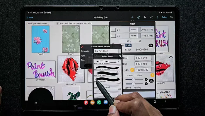 Stellen Sie sicher, dass die „Pinselmusterfarbe“ auf Farbe 1 eingestellt ist und wählen Sie die maximale Pinselgröße.