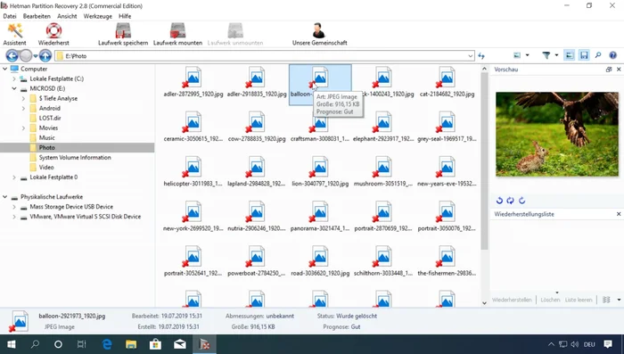 Gelöschte Dateien identifizieren: