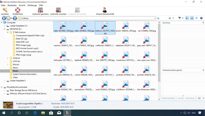 Speicherort für die wiederhergestellten Dateien angeben: