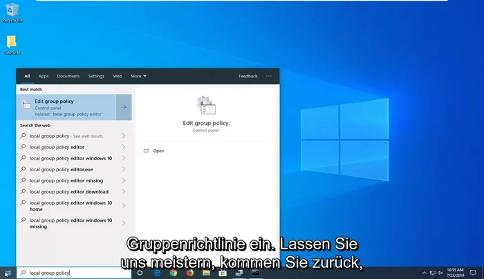 "Lokale Gruppenrichtlinien-Editor" mit der linken Maustaste auswählen.
