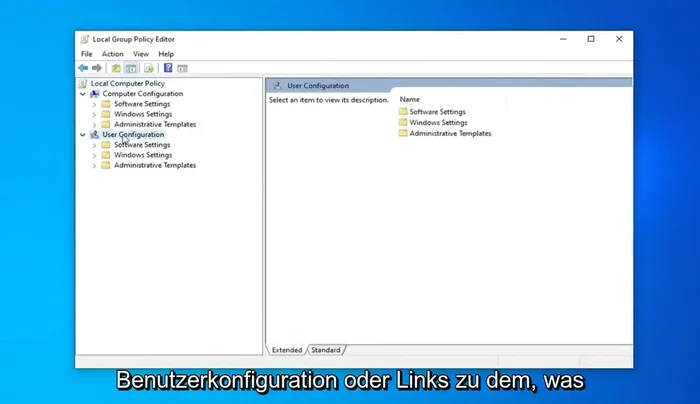 Ordner "Benutzerkonfiguration" und "Computerkonfiguration" reduzieren.