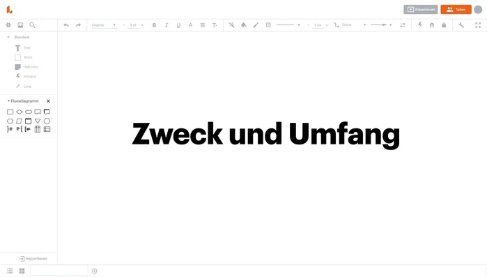 Aufgaben nach Typ und Form organisieren (Prozess, Entscheidung, Datensatz, Input/Output).