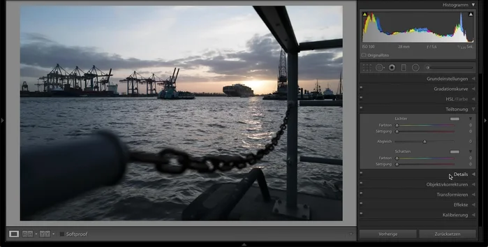 Abgleichregler nutzen: Steuert den Übergang zwischen den Farbtönen in Lichtern und Schatten.