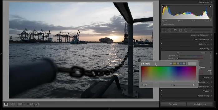 Abgleichregler nutzen: Steuert den Übergang zwischen den Farbtönen in Lichtern und Schatten.