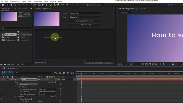 Den Textnamen im Panel gegebenenfalls anpassen.