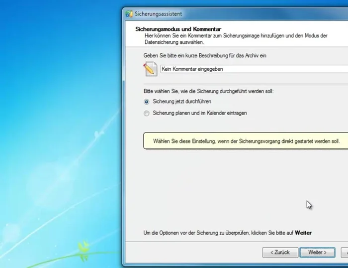 Die Einstellungen in der Zusammenfassung überprüfen und auf "Weiter" klicken.