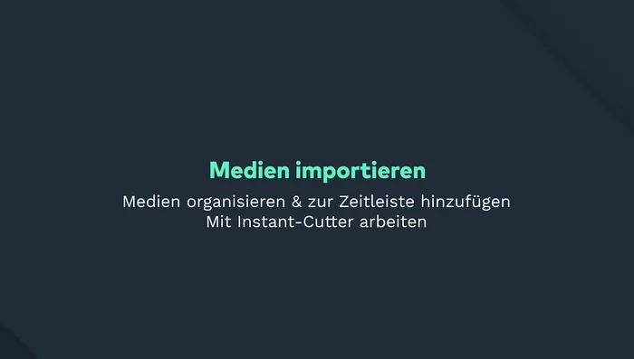 Alternativ: Ziehen Sie Medien per Drag & Drop aus dem Datei-Explorer in das Medienfenster.