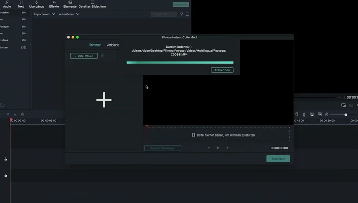 Öffnen Sie die gewünschte MP4 Datei im Instant Cutter.