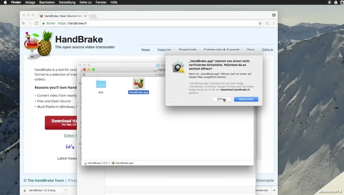 Bestätigen Sie die Sicherheitsabfrage mit "Öffnen".