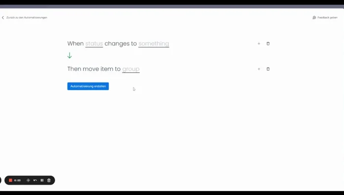 Aktion bestimmen: Legen Sie die "Aktion" fest, die ausgeführt werden soll (z.B. Verschieben der Anfrage in eine andere Gruppe).