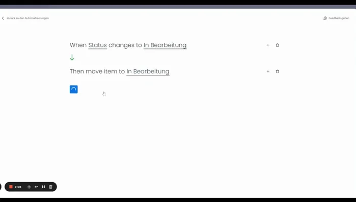 Aktion bestimmen: Legen Sie die "Aktion" fest, die ausgeführt werden soll (z.B. Verschieben der Anfrage in eine andere Gruppe).