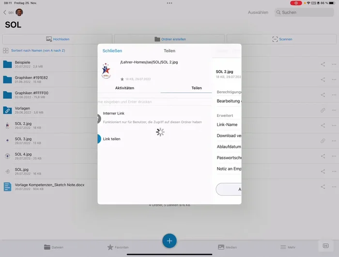 Auf "Teilen" klicken.