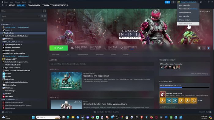 Steam abmelden und wieder anmelden